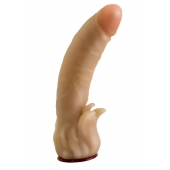 Телесная гелевая насадка-фаллос с клиторальными лепестками - 18,5 см. - LOVETOY (А-Полимер) - купить с доставкой в Новосибирске