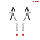 Серебристые зажимы на соски с шариками на цепочках - Notabu - купить с доставкой в Новосибирске Серебристые зажимы на соски с шариками на цепочках - Notabu - купить с доставкой в Новосибирске