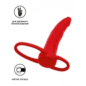 Красная насадка на пенис для двойного проникновения Black Red - 16,5 см. - ToyFa - купить с доставкой в Новосибирске