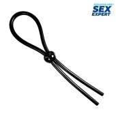 Черное силиконовое лассо с шариком для утяжки - Sex Expert - в Новосибирске купить с доставкой