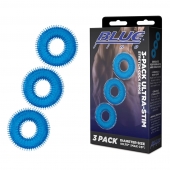 Комплект из трех голубых колец для эрекции 3-Pack Ultra-Stim Stretch Cock Rings - BlueLine - в Новосибирске купить с доставкой