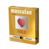 Презервативы Masculan Ultra Gold с золотым напылением и ароматом ванили - 3 шт. - Masculan - купить с доставкой в Новосибирске