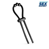 Черное эрекционное кольцо со стимулирующими бусинами - Sex Expert - в Новосибирске купить с доставкой