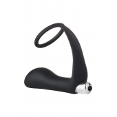 Черное эрекционное кольцо с вибропробкой Vibrating Anal Plug With Cockring - Dream Toys - в Новосибирске купить с доставкой