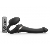 Черный безремневой страпон Multi Orgasm Size S с клиторальной стимуляцией - Strap-on-me - купить с доставкой в Новосибирске