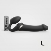 Черный безремневой страпон Multi Orgasm Size L с клиторальной стимуляцией - Strap-on-me - купить с доставкой в Новосибирске