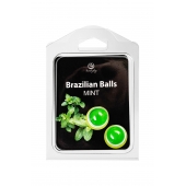 Набор из 2 шариков с массажным маслом Brazilian Balls с ароматом мяты - Secret Play - купить с доставкой в Новосибирске