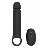 Черная насадка-удлинитель с вибрацией Vibrating Extender With Remote - Dream Toys - в Новосибирске купить с доставкой