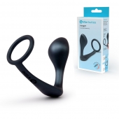 Черное эрекционное кольцо со стимулятором простаты Ringer Cock Ring   Plug - b-Vibe - в Новосибирске купить с доставкой