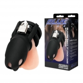 Черная клетка для пениса Silicone Small 2 in Cock Cage With Ball Divider - BlueLine - купить с доставкой в Новосибирске