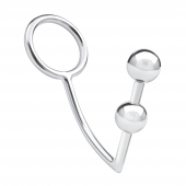 Кольцо на пенис с анальным стимулятором Two Bead Stainless Steel Anal Hook   Cock Ring - BlueLine - в Новосибирске купить с доставкой