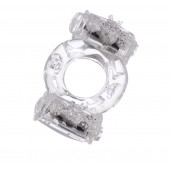 Прозрачное виброкольцо с двумя вибропульками - Toyfa Basic - в Новосибирске купить с доставкой