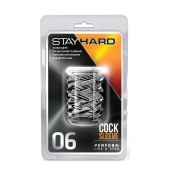 Прозрачная насадка с объёмными чёрточками STAY HARD COCK SLEEVE 06 CLEAR - Blush Novelties - в Новосибирске купить с доставкой