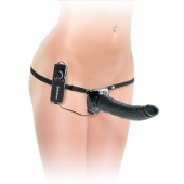 Черный страпон с вагинальной пробкой Deluxe Vibrating Penetrix Strap-On - 19 см. - Pipedream - купить с доставкой в Новосибирске