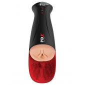 Телесный мастурбатор-вагина в черной колбе с вибрацией Fuck-O-Matic Pro XL - Pipedream - в Новосибирске купить с доставкой