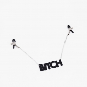Зажимы на соски с кожаной подвеской Bitch - Crazy Handmade - купить с доставкой в Новосибирске