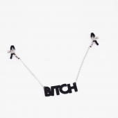 Зажимы на соски с кожаной подвеской Bitch - Crazy Handmade - купить с доставкой в Новосибирске