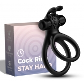 Черное эрекционное виброкольцо с подхватом мошонки Stay Hard - Boys of Toys - в Новосибирске купить с доставкой