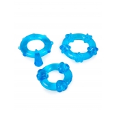 Набор из 3 синих эрекционных колец с различным рельефом - Erowoman-Eroman - в Новосибирске купить с доставкой