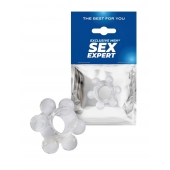 Прозрачное эрекционное кольцо с 6 стимулирующими шариками - Sex Expert - в Новосибирске купить с доставкой