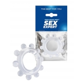 Прозрачное эрекционное кольцо со стимулирующими шариками - Sex Expert - в Новосибирске купить с доставкой
