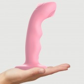 Розовая насадка-стимулятор Strap-On-Me Tapping Dildo Wave - Strap-on-me - купить с доставкой в Новосибирске