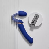 Синий безремневой страпон Multi Orgasm Bendable Strap-On size L с клиторальной стимуляцией - Strap-on-me - купить с доставкой в Новосибирске