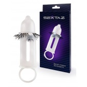 Эластичная насадка на пенис с подхватом мошонки и стимулирующими «ресничками» - Sextaz - в Новосибирске купить с доставкой