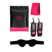 Черно-розовый эротический набор: маска, наручники и повязка - Erokay - купить с доставкой в Новосибирске