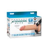 Телесный пустотелый фаллопротез 5’’ Hollow Silicone Strap-On - 14 см. - Pipedream - купить с доставкой в Новосибирске