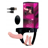 Женский страпон с 3 насадками и вибрацией - Erowoman-Eroman - купить с доставкой в Новосибирске