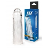 Прозрачная закрытая насадка на пенис с ребрышками - 16 см. - Sex Expert - в Новосибирске купить с доставкой