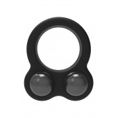 Черное эрекционное кольцо с утяжелителями Cockring Dual Weight - Dream Toys - в Новосибирске купить с доставкой