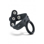 Черное эрекционное кольцо с подхватом мошонки на кнопках VS6 - Blush Novelties - в Новосибирске купить с доставкой