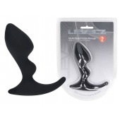 Черная анальная пробка для массажа простаты Double Ripple Silicone Prostate Massager - Shots Media BV - в Новосибирске купить с доставкой