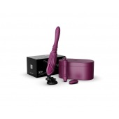 Фиолетовая секс-машина с функцией нагрева, насадками и присоской Sesh - Zalo - купить с доставкой в Новосибирске