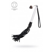 Плеть с белой рукоятью и чёрными хлыстами - 50 см. - Pecado - купить с доставкой в Новосибирске