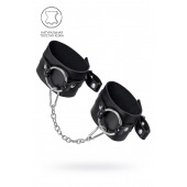 Черные оковы из толстой кожи с люверсами - Pecado - купить с доставкой в Новосибирске