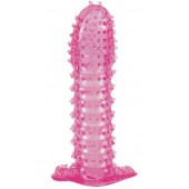 Гелевая розовая насадка с шипами - 12 см. - Toyfa Basic - в Новосибирске купить с доставкой