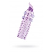 Гелевая фиолетовая насадка с шариками, шипами и усиком - 11 см. - Toyfa Basic - в Новосибирске купить с доставкой