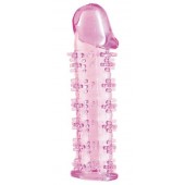 Гелевая розовая насадка на фаллос с шипами - 12 см. - Toyfa Basic - в Новосибирске купить с доставкой
