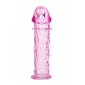 Гладкая розовая насадка с усиками под головкой - 12,5 см. - Toyfa Basic - в Новосибирске купить с доставкой