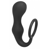 Чёрное эрекционное кольцо с анальной пробкой Double Pleasure Anal Plug - Lola Games - в Новосибирске купить с доставкой