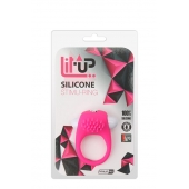 Розовое эрекционное кольцо с щеточкой LIT-UP SILICONE STIMU RING 5 - Dream Toys - в Новосибирске купить с доставкой