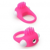 Розовое эрекционное кольцо с щеточкой LIT-UP SILICONE STIMU RING 5 - Dream Toys - в Новосибирске купить с доставкой