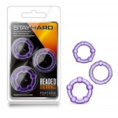 Набор из 3 фиолетовых эрекционных колец Stay Hard Beaded Cockrings - Blush Novelties - в Новосибирске купить с доставкой