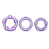 Набор из 3 фиолетовых эрекционных колец Stay Hard Beaded Cockrings - Blush Novelties - в Новосибирске купить с доставкой
