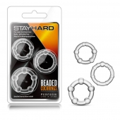 Набор из 3 прозрачных эрекционных колец Stay Hard Beaded Cockrings - Blush Novelties - в Новосибирске купить с доставкой