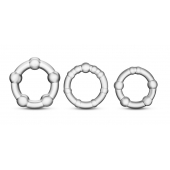 Набор из 3 прозрачных эрекционных колец Stay Hard Beaded Cockrings - Blush Novelties - в Новосибирске купить с доставкой