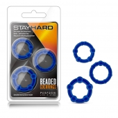 Набор из 3 синих эрекционных колец Stay Hard Beaded Cockrings - Blush Novelties - в Новосибирске купить с доставкой
